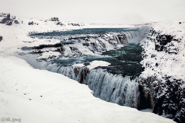 Gullfoss Falls in Icelands bitter winter air  itkjpeg