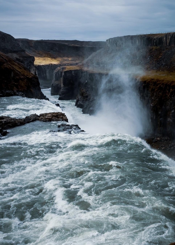 Gullfoss spills into the Hvt River southern Iceland 