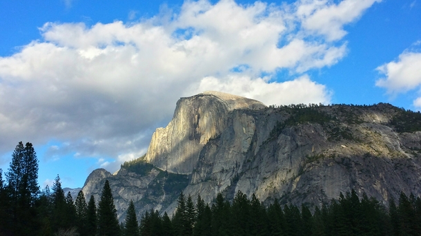 Half Dome from Mirror Lake loop trail Yosemite National Park CA 