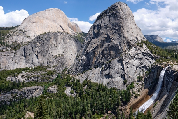 Half Dome Liberty Cap and Nevada Falls from the John Muir Trail 