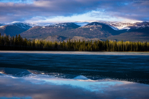 Half-frozen lake in the Yukon territory a damn good camp site  OC