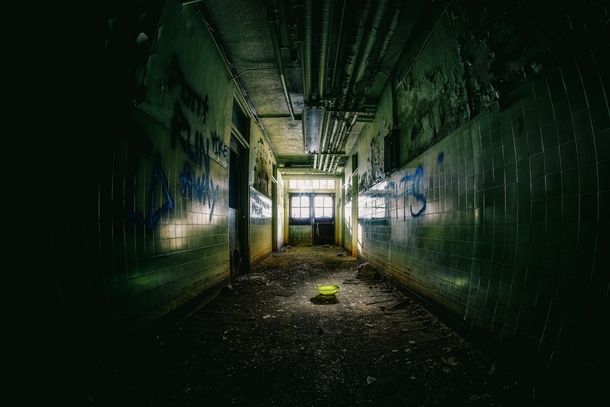 Hallway in an abandoned naval hospital 