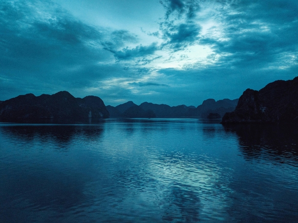 Halong Bay Vietnam at dusk 