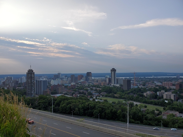 Hamilton Ontario  overlooking downtown from the top of the mountain 