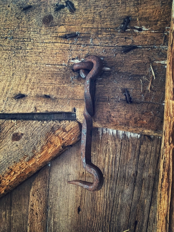 Hand hammered eye hook found in an old dairy barn
