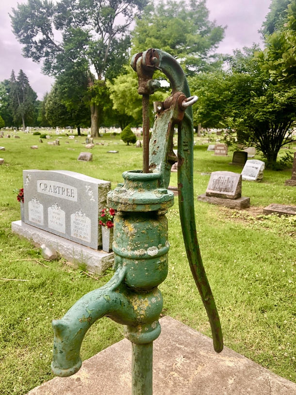 Hand operated water pump left to rust in Union Cemetery - Columbus Ohio