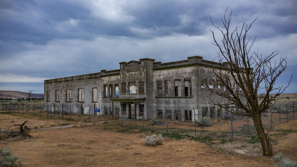 Hanford High School - abandoned since the town was razed to make way for secret nuclear reactors as part of the Manhattan Project