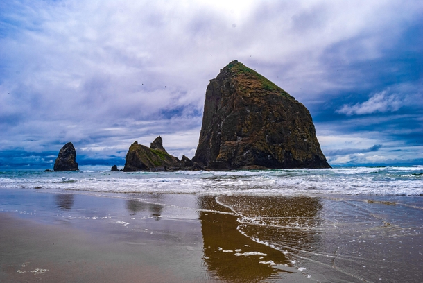 Haystack Rock Oregon on a Cloudy Summer Day 