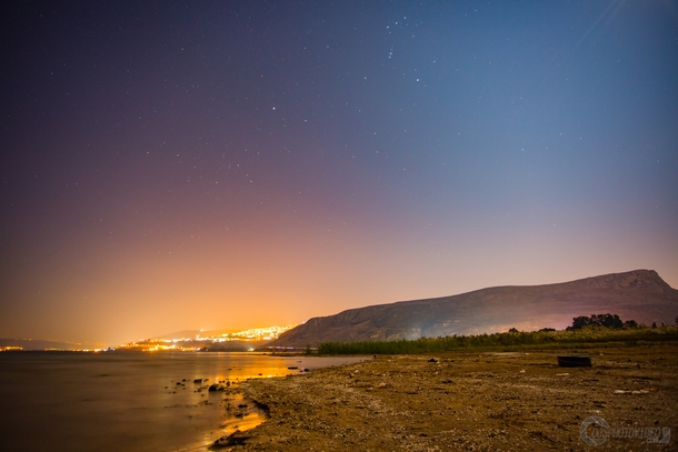 Hazy night at the Sea of Galilee 