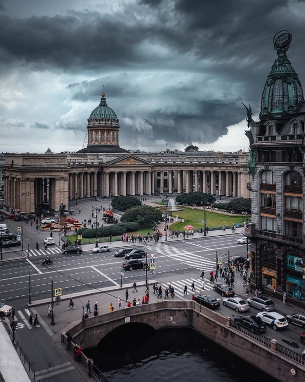 Heavy thunderstorm in Saint Petersburg Russia