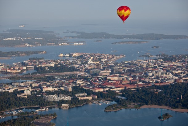 Helsinki Finland and a hot air baloon 