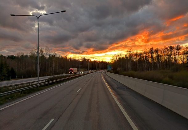 Helsinki-Turku motorway in the Greater-Helsinki region Finland 