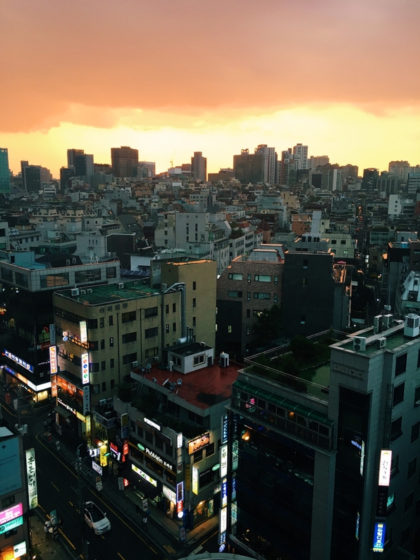 High density neighborhood in Seoul South Korea after the storm Photorator