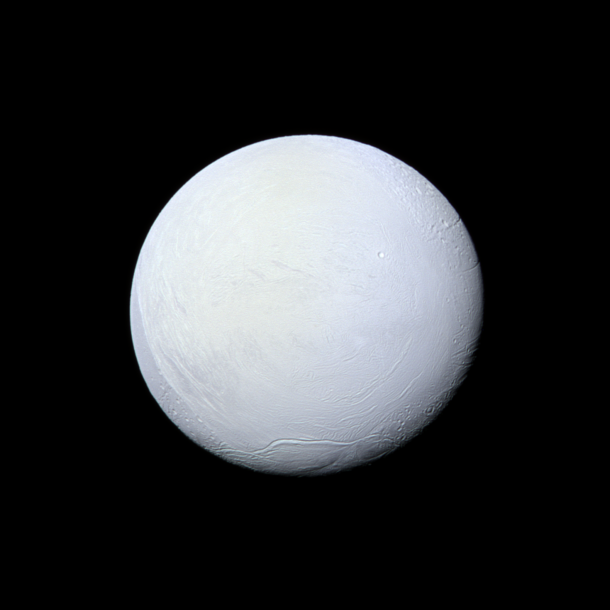 High resolution photo of Saturns moon Enceladus 