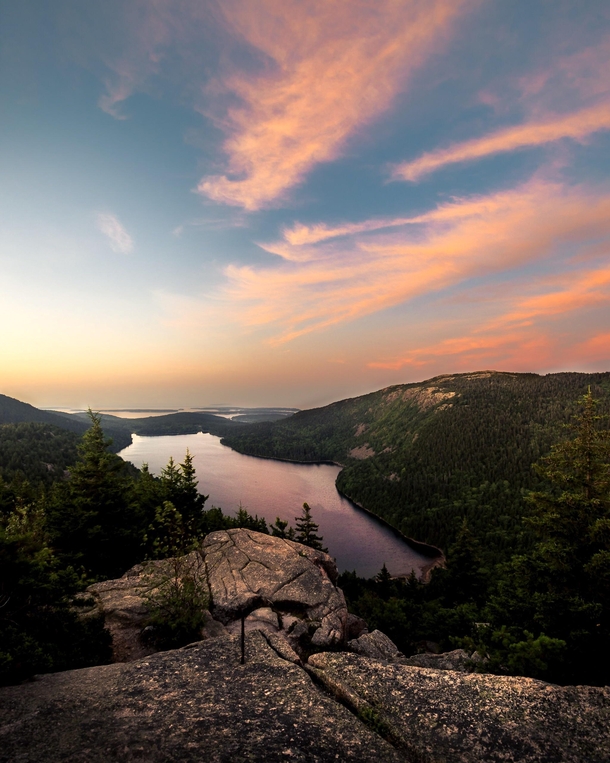 Hiked to the top of North Bubble at am to watch the sunrise Acadia National Park Maine 