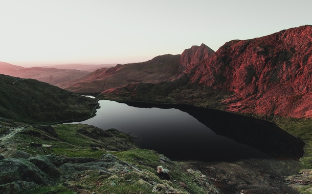 Hiking alone on a morning in total darkness let to witnessing one of the best sunrises of my life Mount Snowdon North Wales 