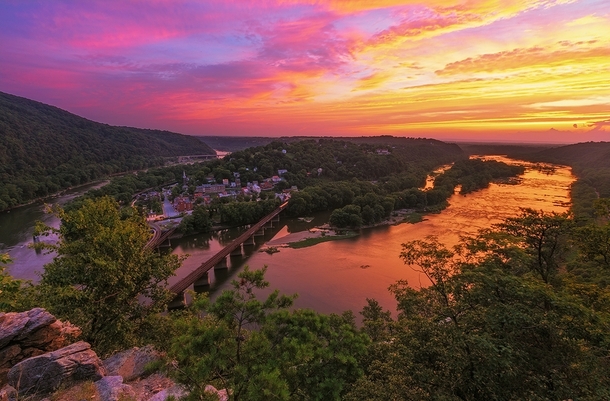 Historic Sunset over Historic Harpers Ferry WV 