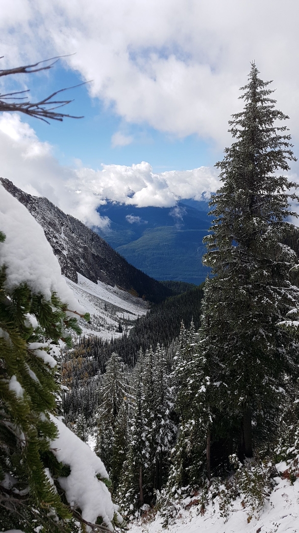 Hit the first snow of the season hiking on Mount Willet BC Canada 