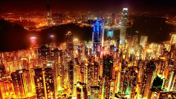 Hong Kong glowing at night x