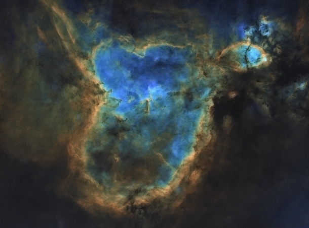 I combined almost  hours worth of photos from my backyard to capture this image of the Heart Nebula starless version