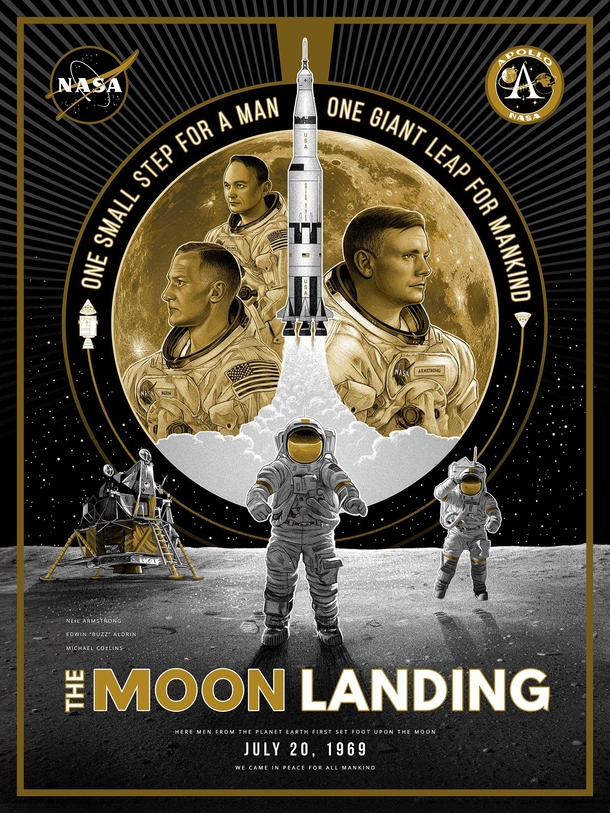 I created an illustrated poster to commemorate the moon landing Digital 