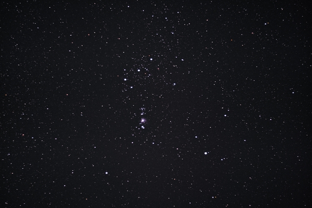 I dont usually do astrophotography but I was pretty proud of this photo of the Orion constellation Wouldnt mind so tips and techniques to help me get started  reupload due to being to dark