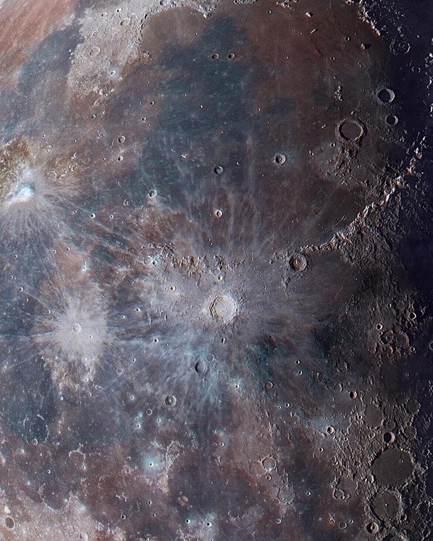 I enhance my closeup moon images and it reveal a variety of color on the lunar surface  process detail in the comment 