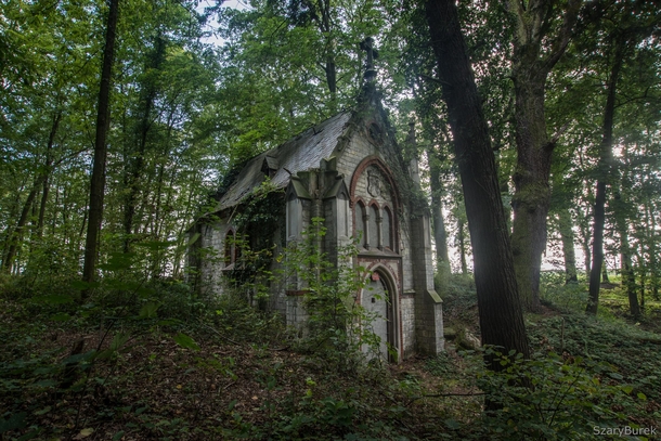 I found a beautiful grave chapel in the forest Poland 