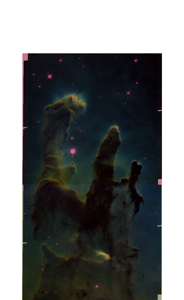 I got  images of the Eagle Nebula from the Hubble archives and decided to colour them myself I couldnt quite get them to match up
