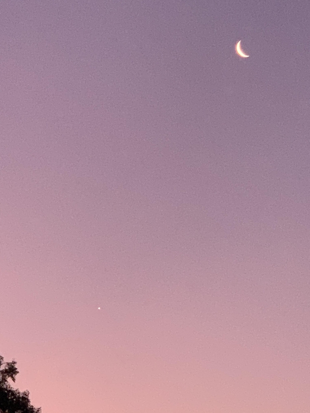 I got this shot of the Moon and Venus last night with my phone Was surprised at how bright it was