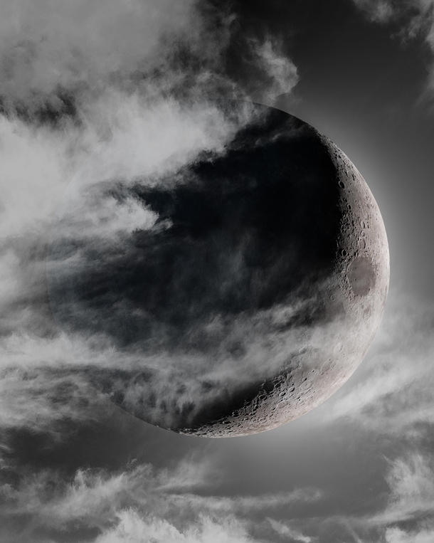 I have used several astrophotography techniques to make this dramatic waxing crescent Moon composite picture 