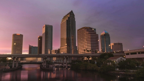 I love how the sun shines off downtown Tampa at dusk 