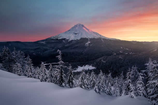 I love shooting mountain scenes during Winter Mt Hood is best with a fresh coat of snow OC  ross_schram