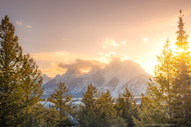 I managed to catch the sunset last night in Grand Teton National Park Stood in the same place Ansel Adams took his iconic pic of the Tetons about  meters from where this shot was taken Truly a wonderful moment 