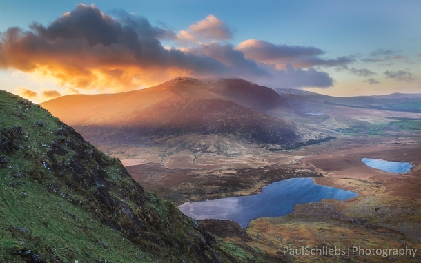 I managed to race up the mountain after work just in time for an awesome sunset from Conor Pass Co Kerry Ireland 