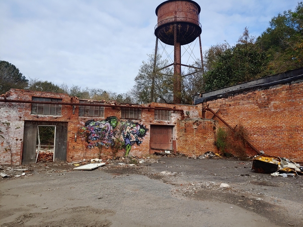 I see that water tower from the road every day so I decided to go check it out Abandonded warehouses