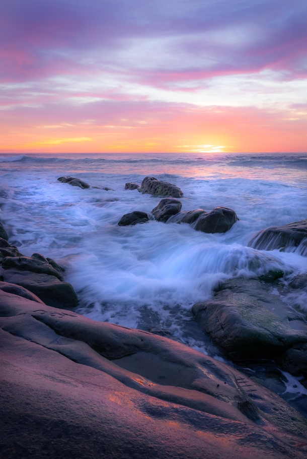 I was mesmerized by the colors and how they kept changing as the minutes went by A beautiful evening in La Jolla California  - Help make a change with your beautiful work Come support and inspire peoples wellbeing with your peaceful Photography at rMindfu