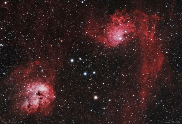 IC  and IC  in the constellation Auriga These nebulae are  light-years and more than  light-years away from earth