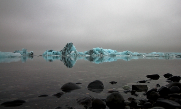 Icebergs in Iceland on a cloudy day 