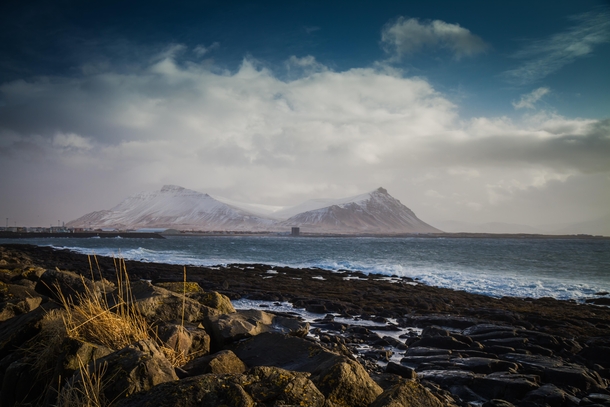 Iceland Akranes towards Akrafjall 