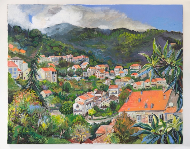 If you accept paintings heres a view of the town of Levie in south Corsica France