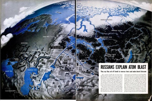 Illustration of Soviet River Reversal Plan LIFE Magazine November  