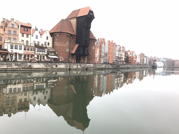 Im not very good with a camera but heres a photo of Gdansk on the river in November 