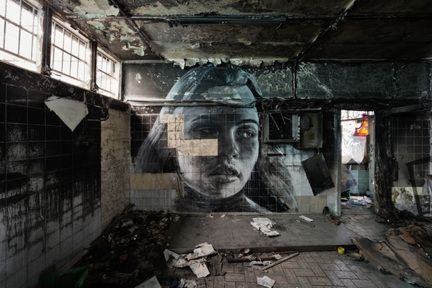 In crumbling abandoned spaces in cities around the globe Melbourne street artist Rones portraits of beautiful women shine  and then theyre gone 