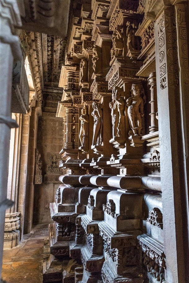 Incredible carvings inside the Lakshmana Temple at Khajuraho Madhya Pradesh India