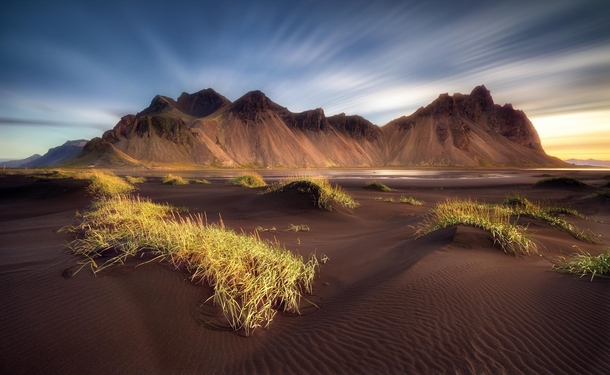 Incredible sunrise in the Vestrahorn Mountains in Iceland  IG joseramosphotography