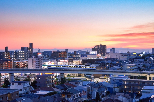 Incredibly cutecolored sky and city in Japan
