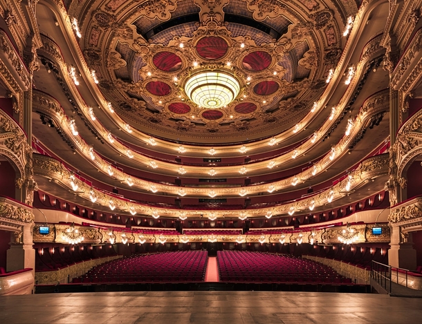 Incredibly elaborate interior of Liceu theater in Barcelona 