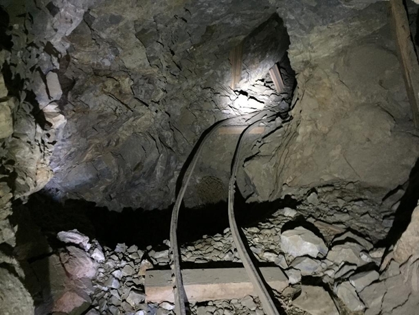 Indiana Jones worthy ore tracks in an abandoned mine in Nevada 