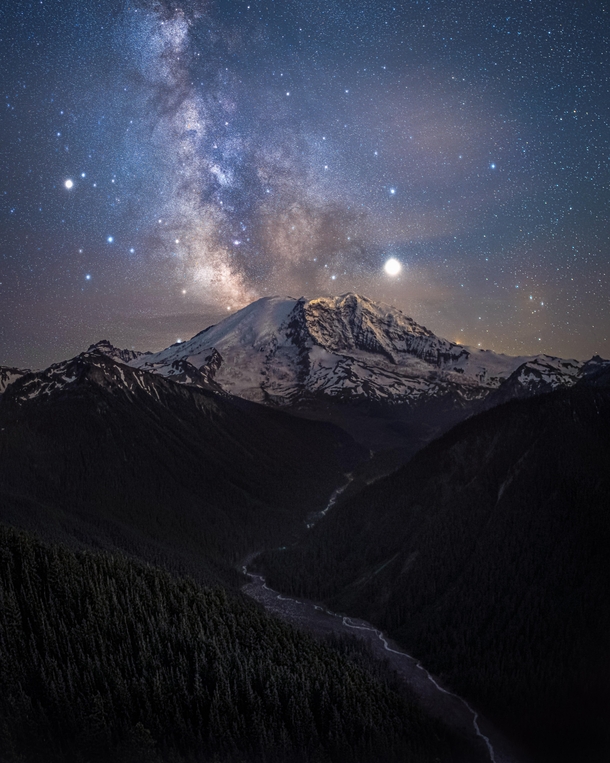 Insane Milky Way Behind Mount Rainier WA USA 